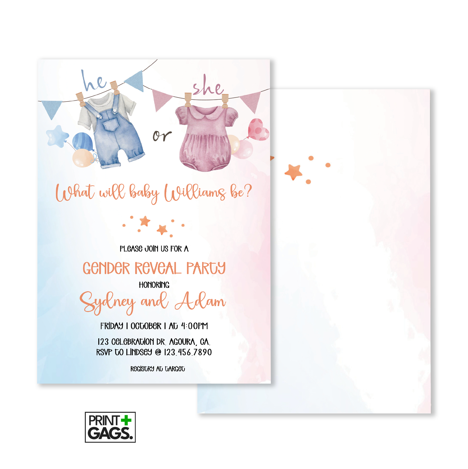 Baby Clothes Gender Reveal Invitation