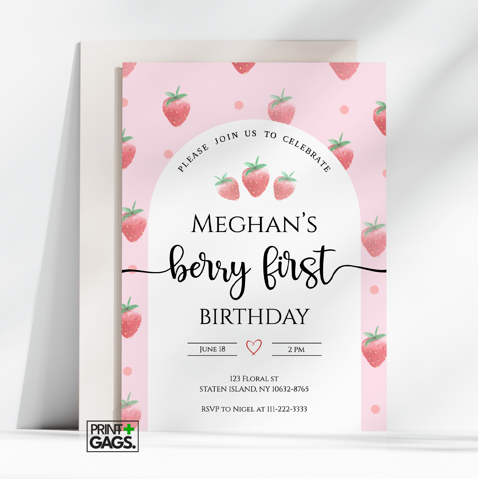 Berry First Birthday Invitation