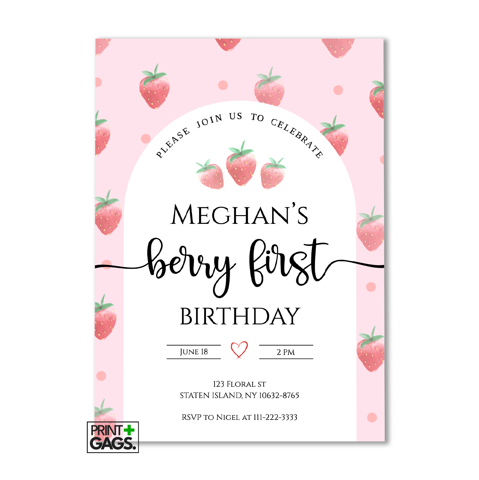 Berry First Birthday Invitation