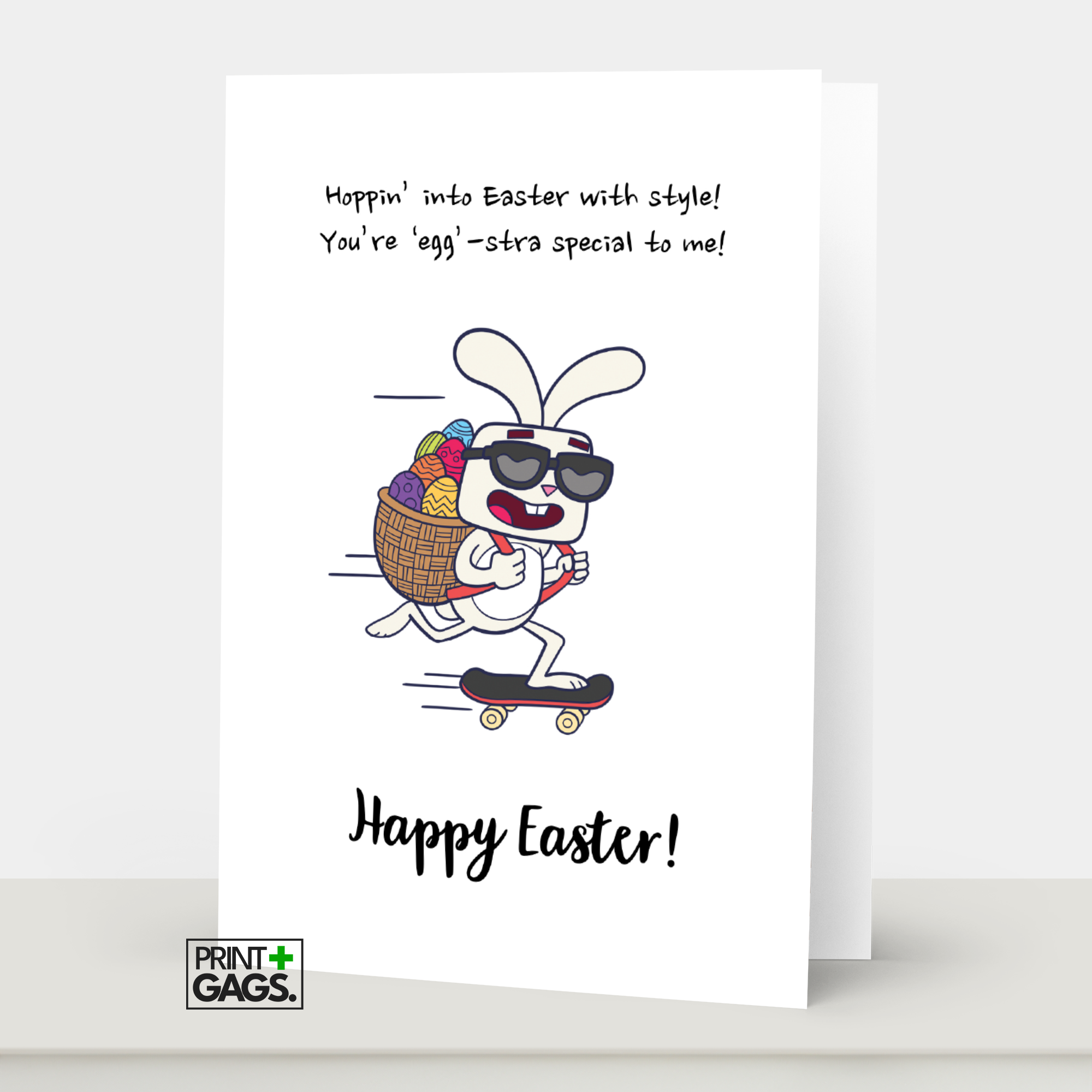 Rad Easter Bunny Skateboard Greeting Card