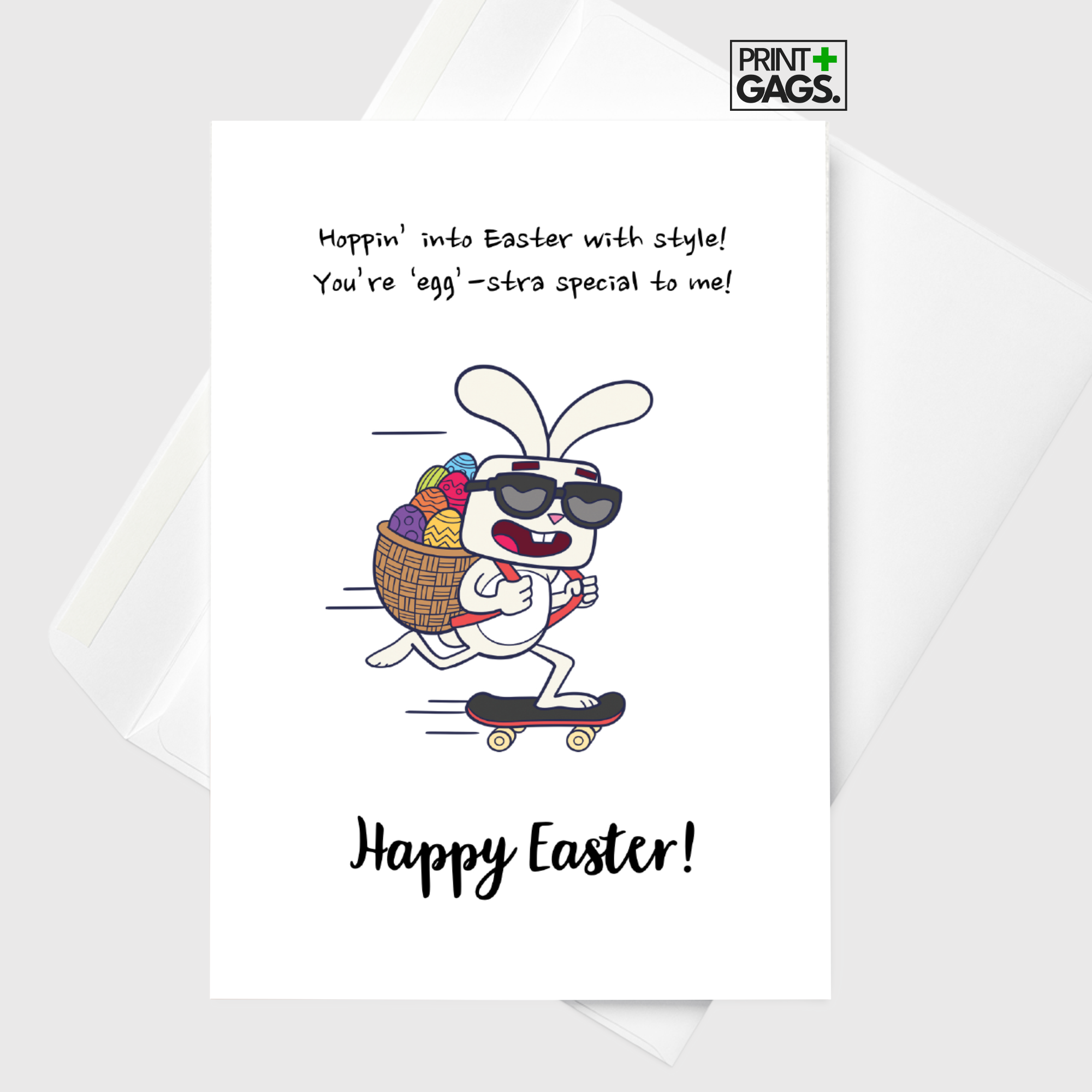 Rad Easter Bunny Skateboard Greeting Card