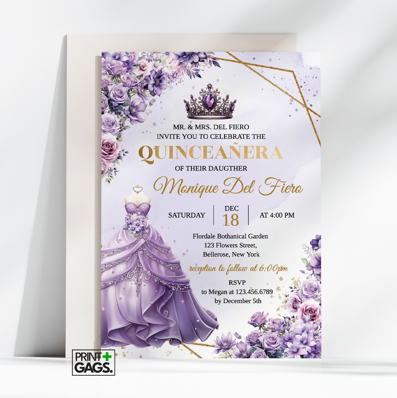 Lavender Quinceanera Invitation