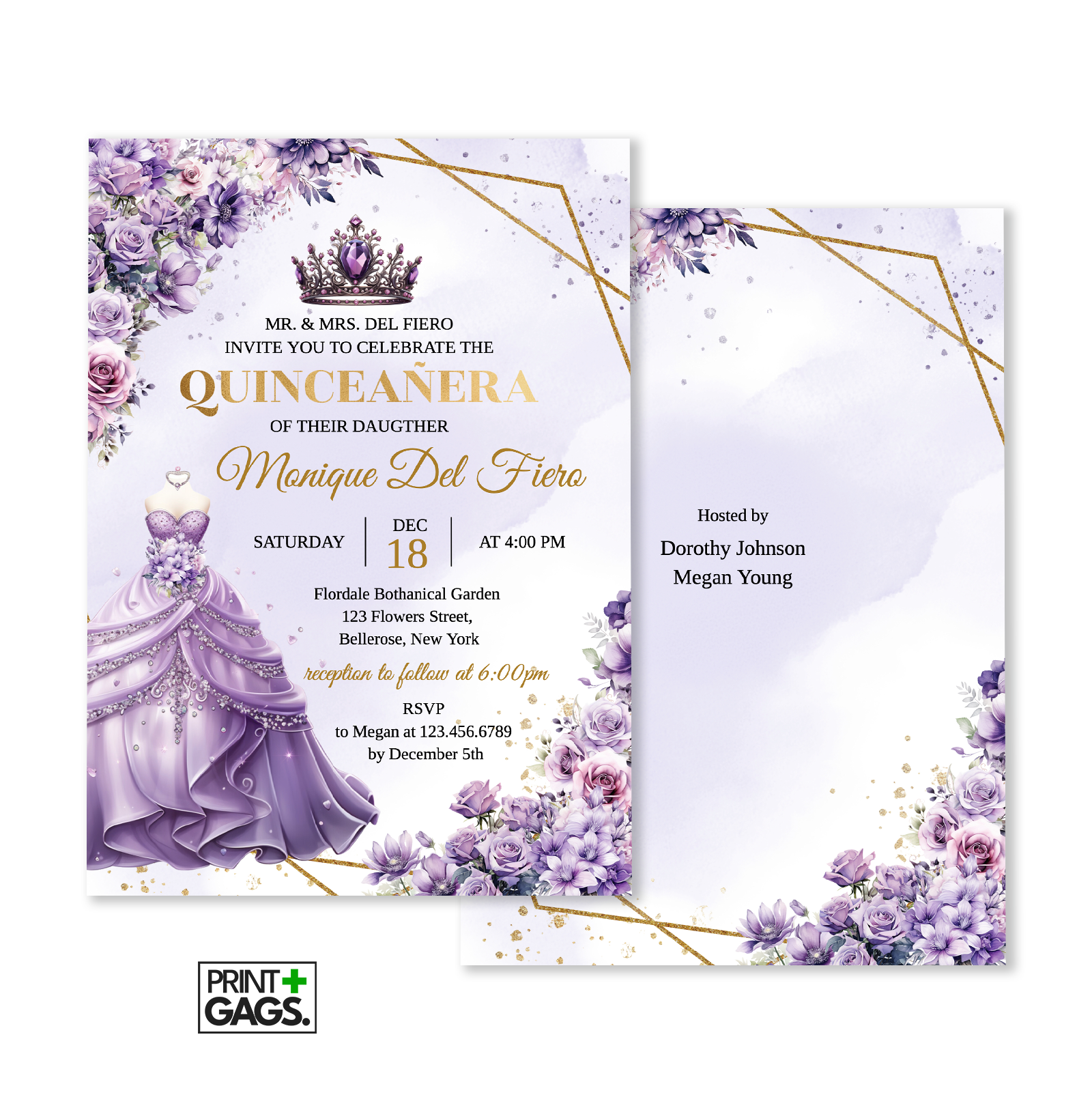 Lavender Quinceanera Invitation