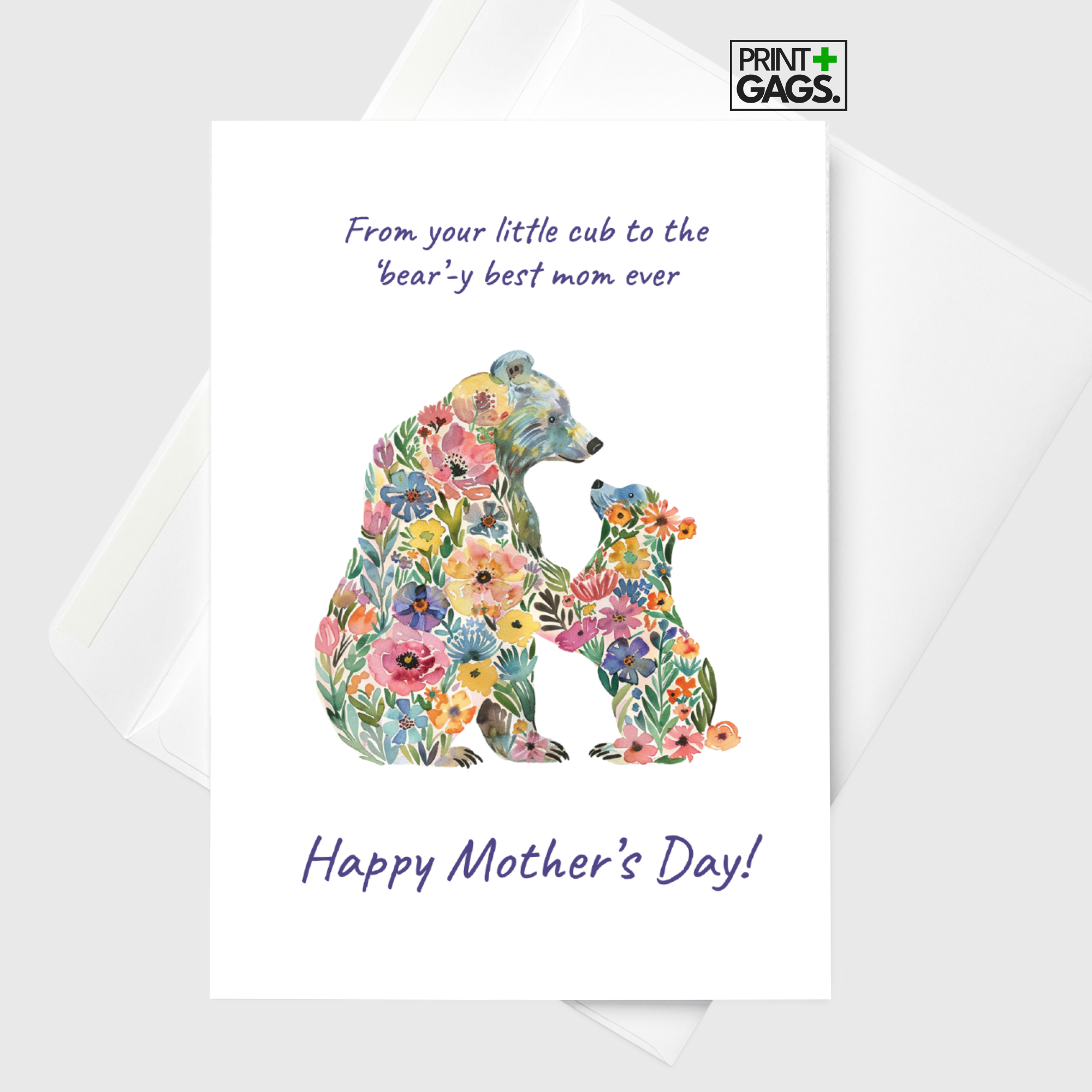 Mama Bear Floral Mother's Day Greeting Card