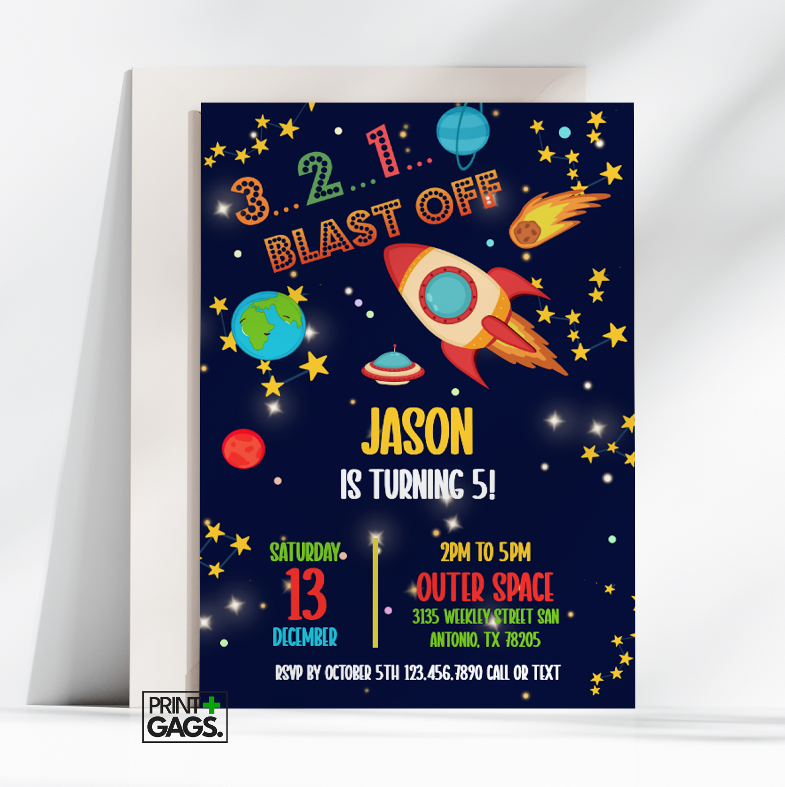 Outer Space Birthday Invitation