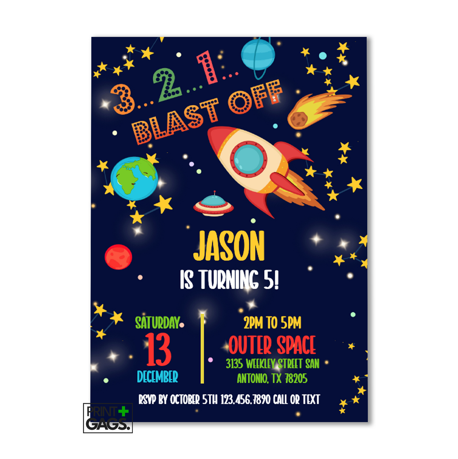 Outer Space Birthday Invitation