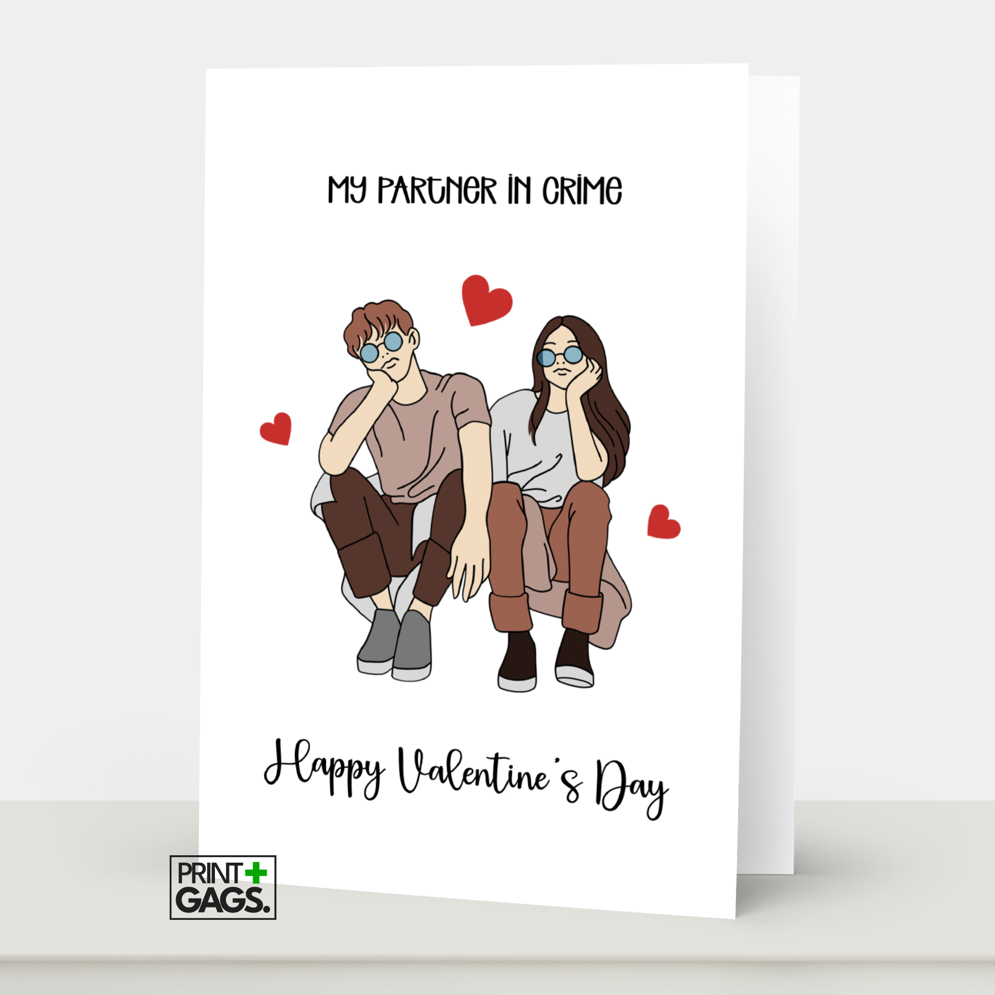 Partners in Crime Valentines Day Greeting Card