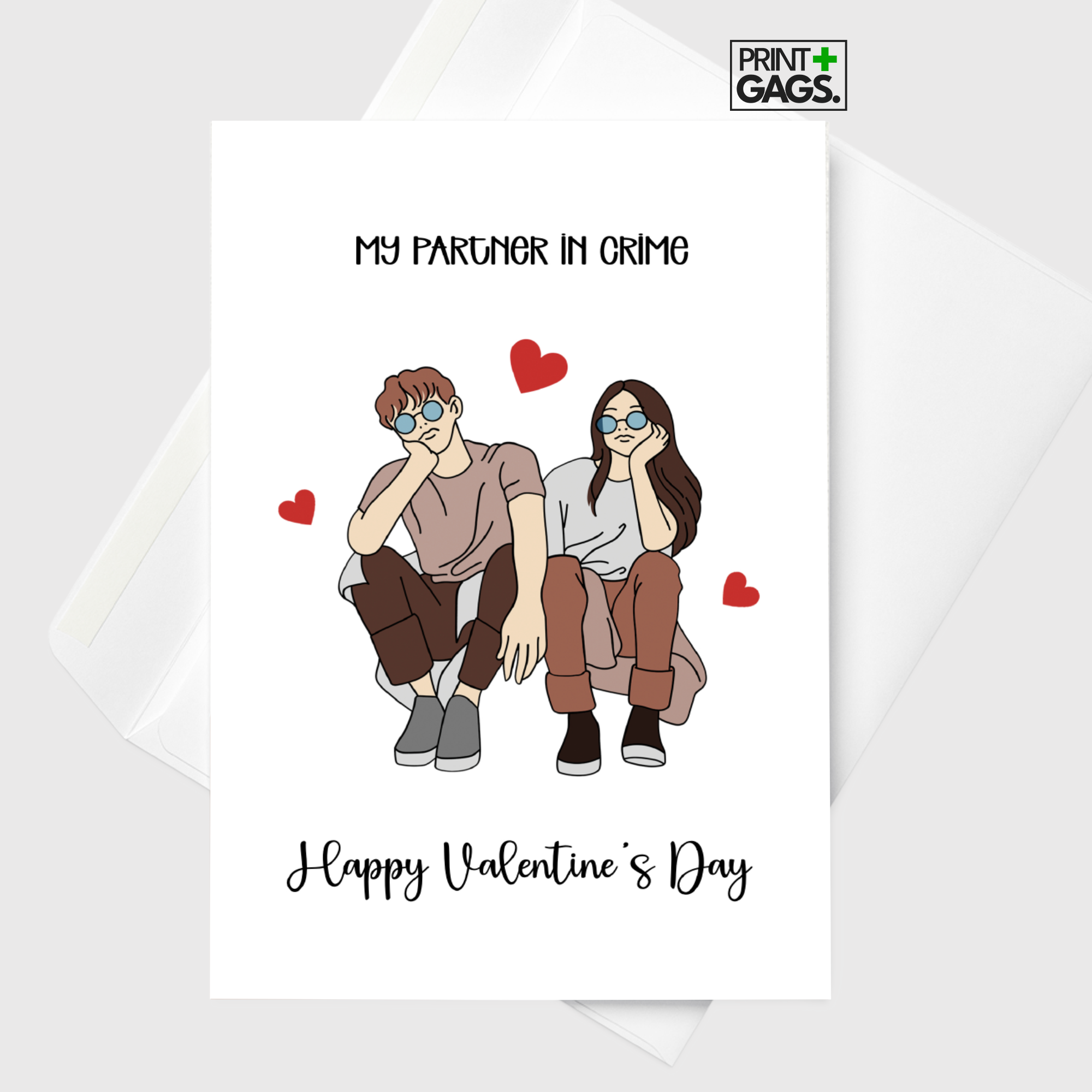 Partners in Crime Valentines Day Greeting Card