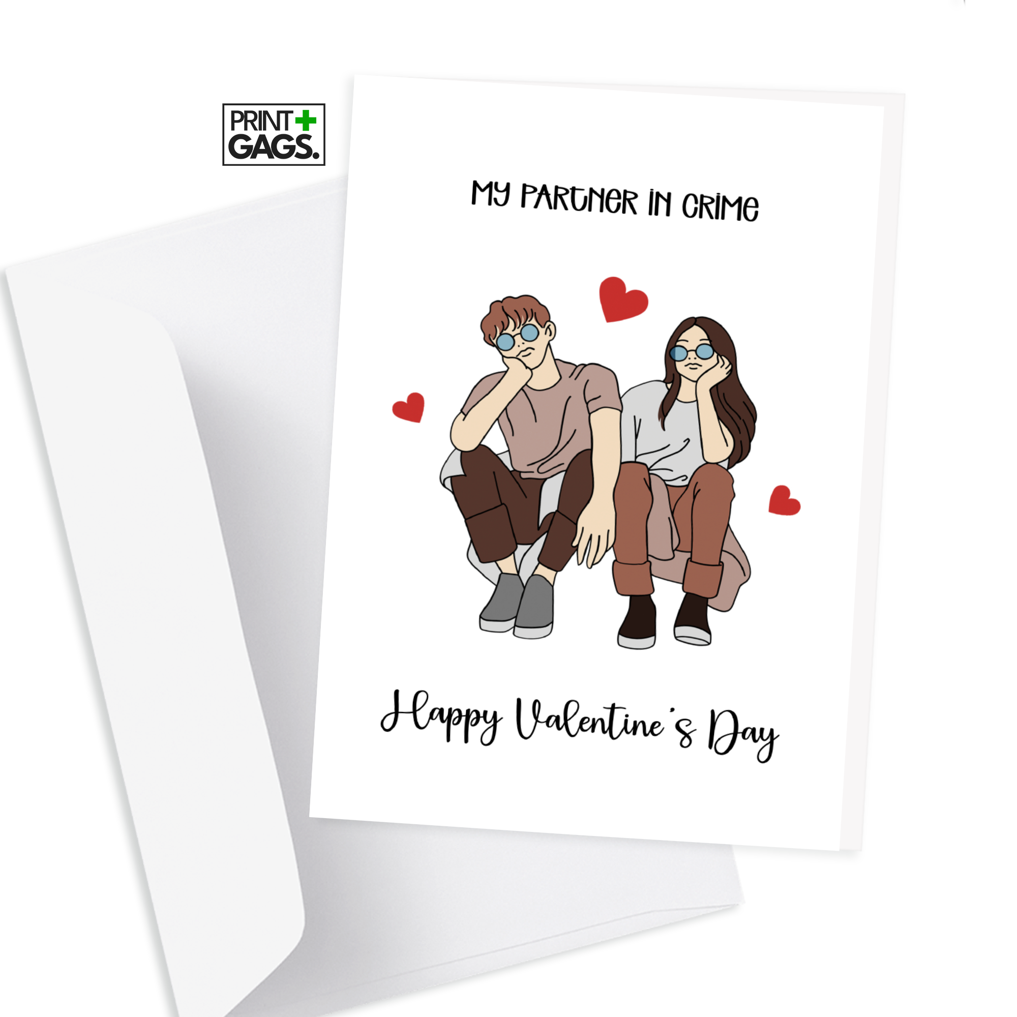 Partners in Crime Valentines Day Greeting Card Print