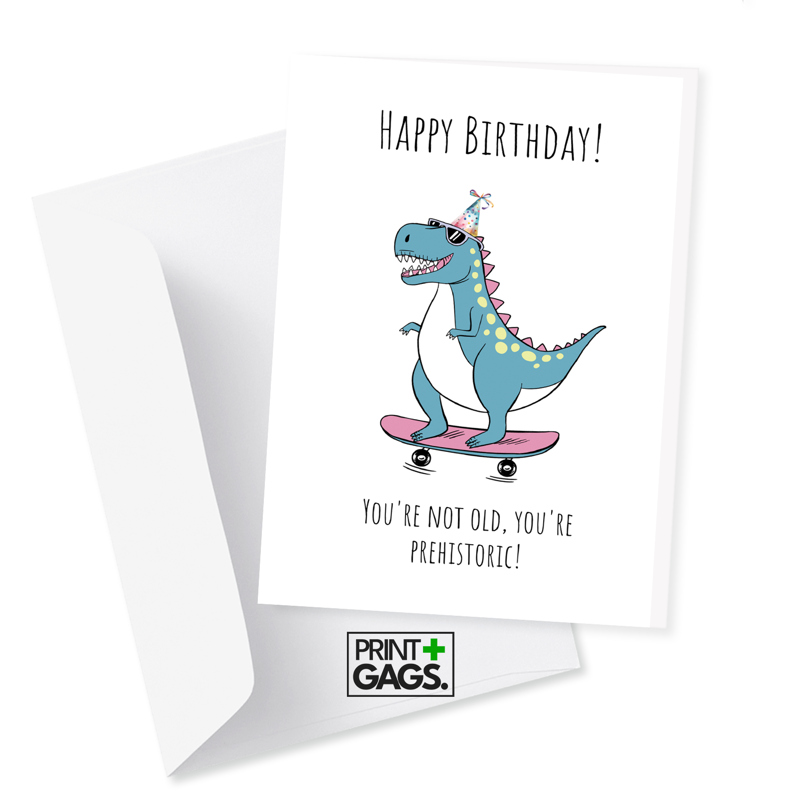 Prehistoric Dinosaur Birthday Greeting Card Print